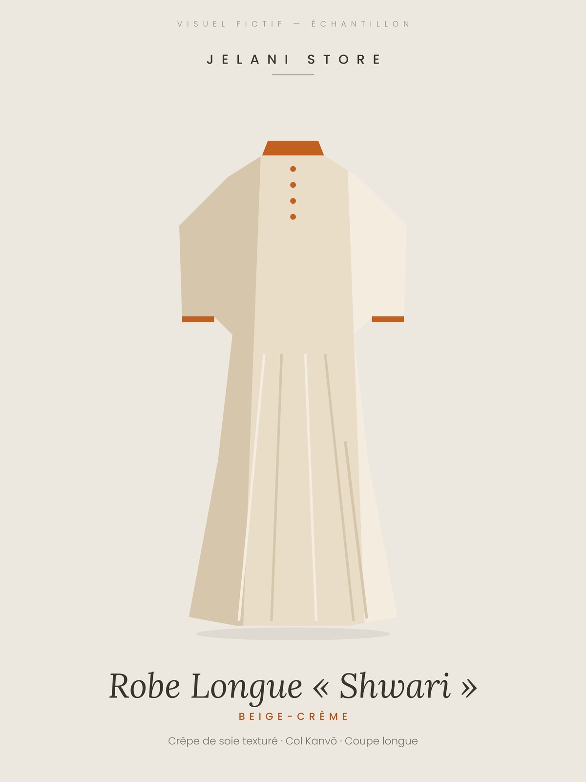 Robe Longue Shwari — coloris Beige-Crème (visuel fictif)